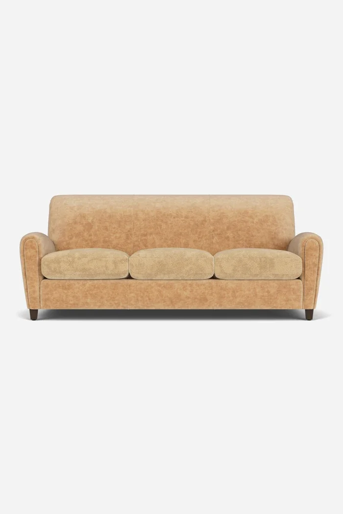 Traynham Sofa in Shearling & Leather by Moore & Giles