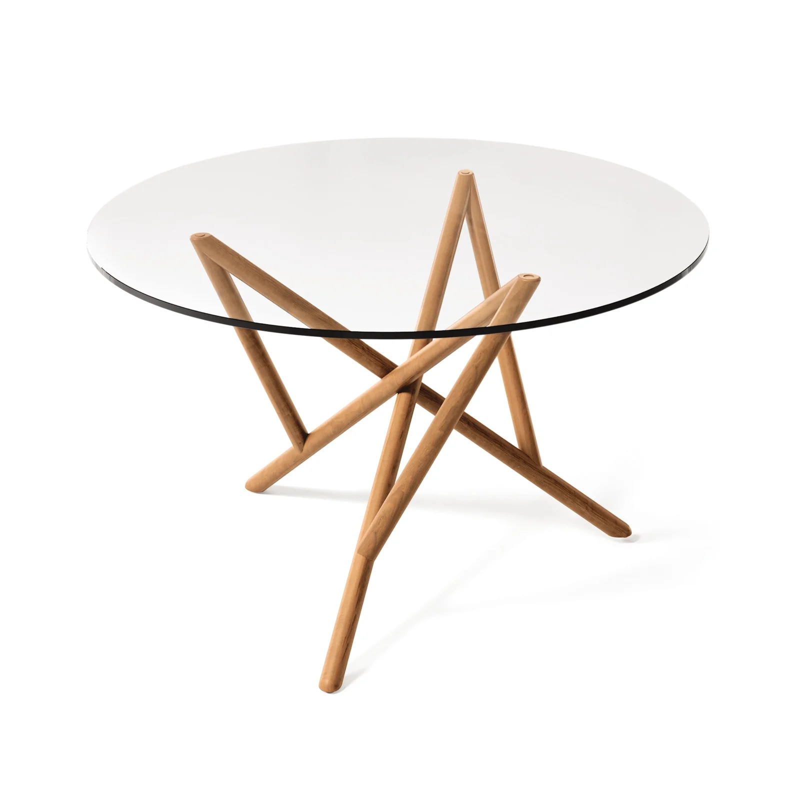 Baton Round Glass Top Table by Vermont Woods Studios