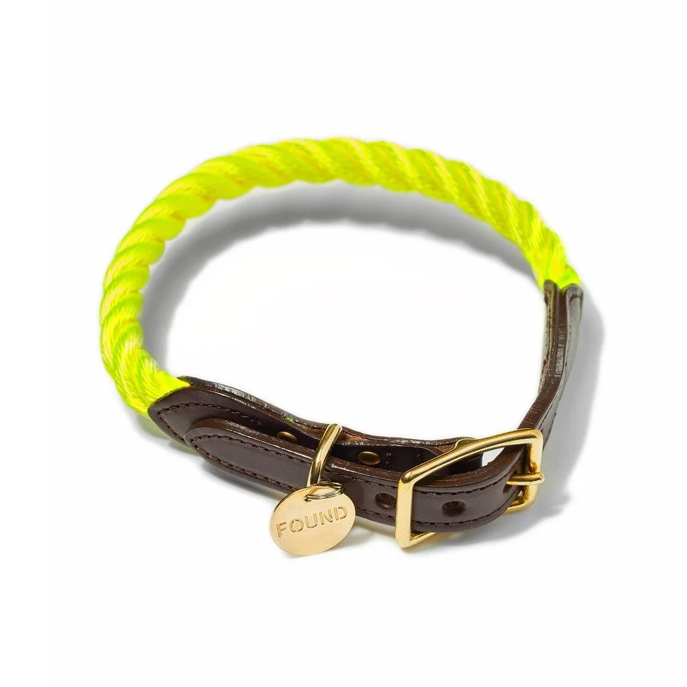 Neon Yellow Rope Cat & Dog Collar by Found My Animal