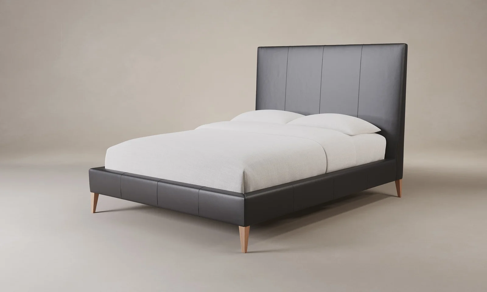 The Essex Bed - Costa Leather Jet by Maiden Home