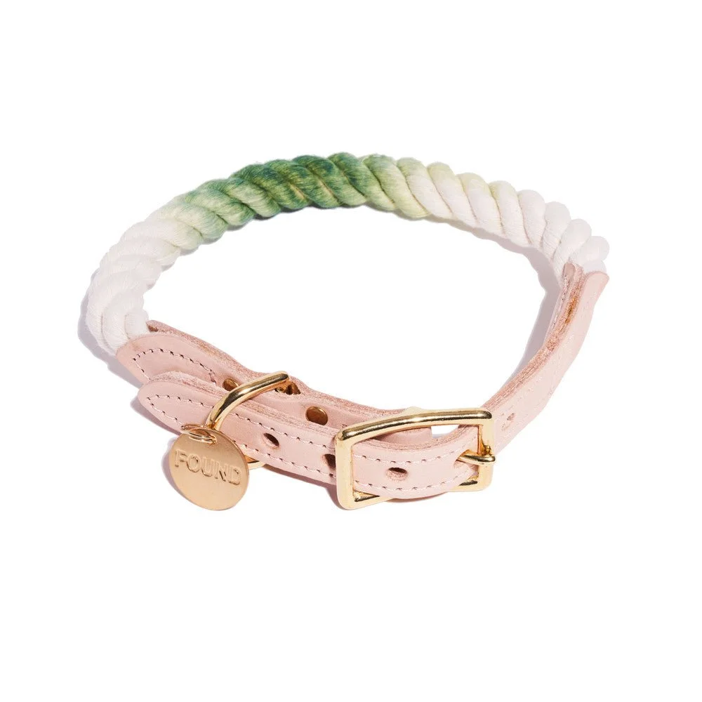 Fern Green Ombre Cotton Rope Cat & Dog Collar by Found My Animal