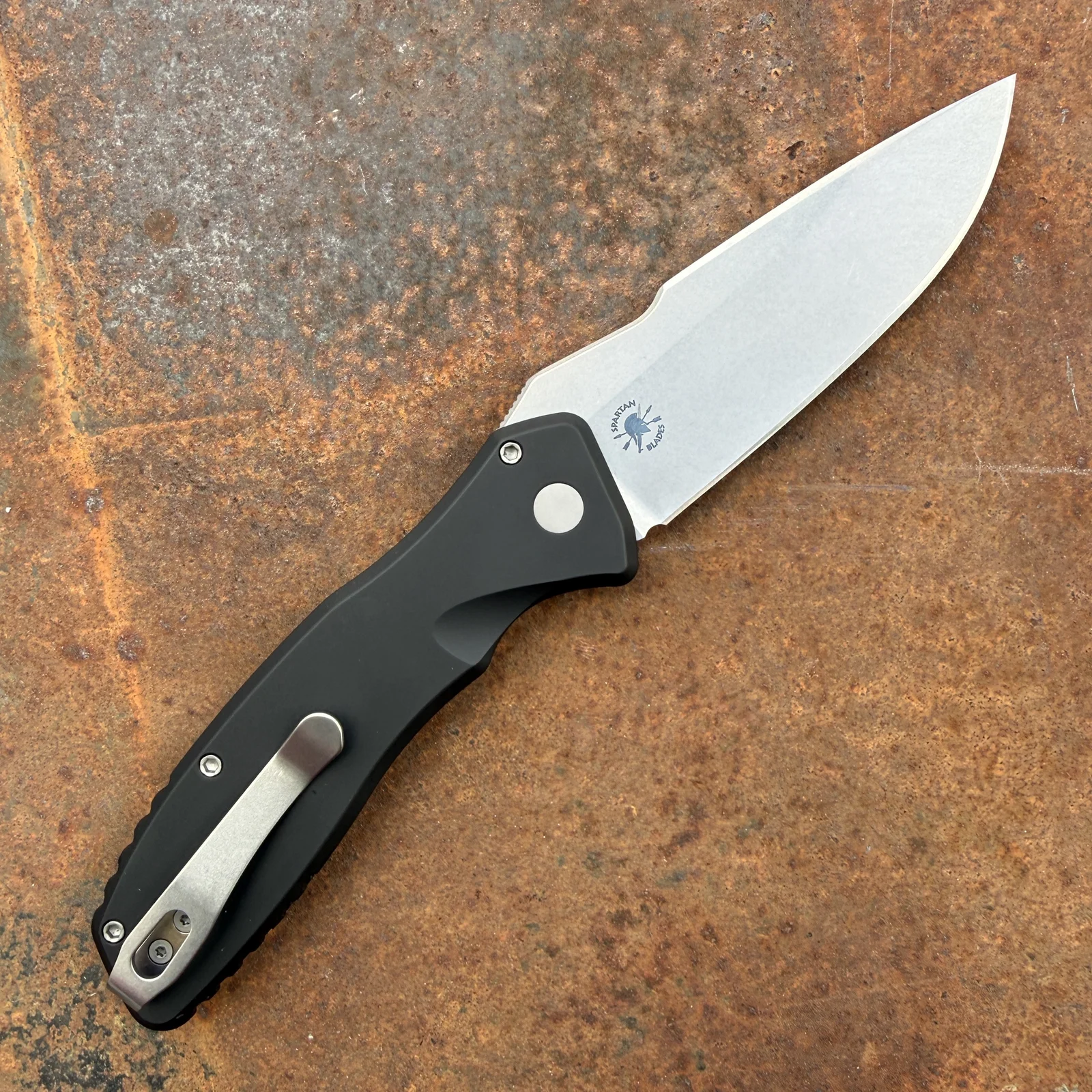 Pro-Tech Pallas Auto + Spartan Blades - Black AL - Clip Point SW CPM MagnaCut Blade by Lynch Northwest