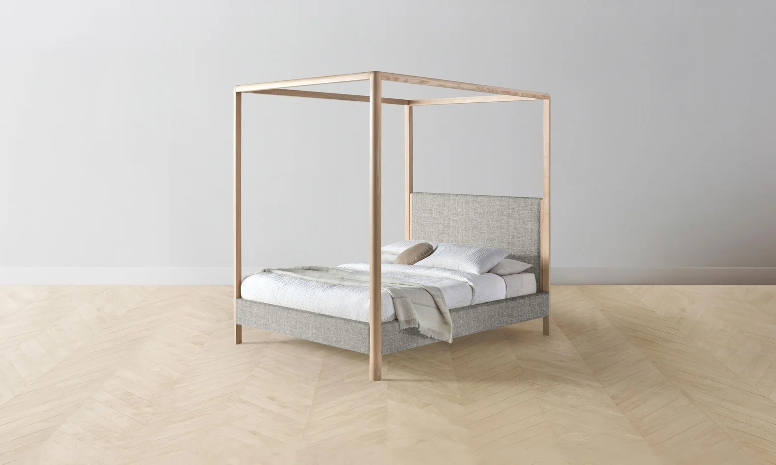 The Thompson Canopy Bed - Heritage Belgian Linen Agate by Maiden Home
