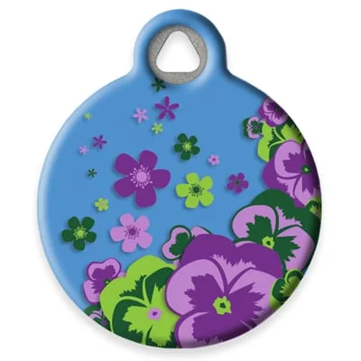 Purple Pansies Pet ID Tag by Dog Tag Art by Lupine Pet