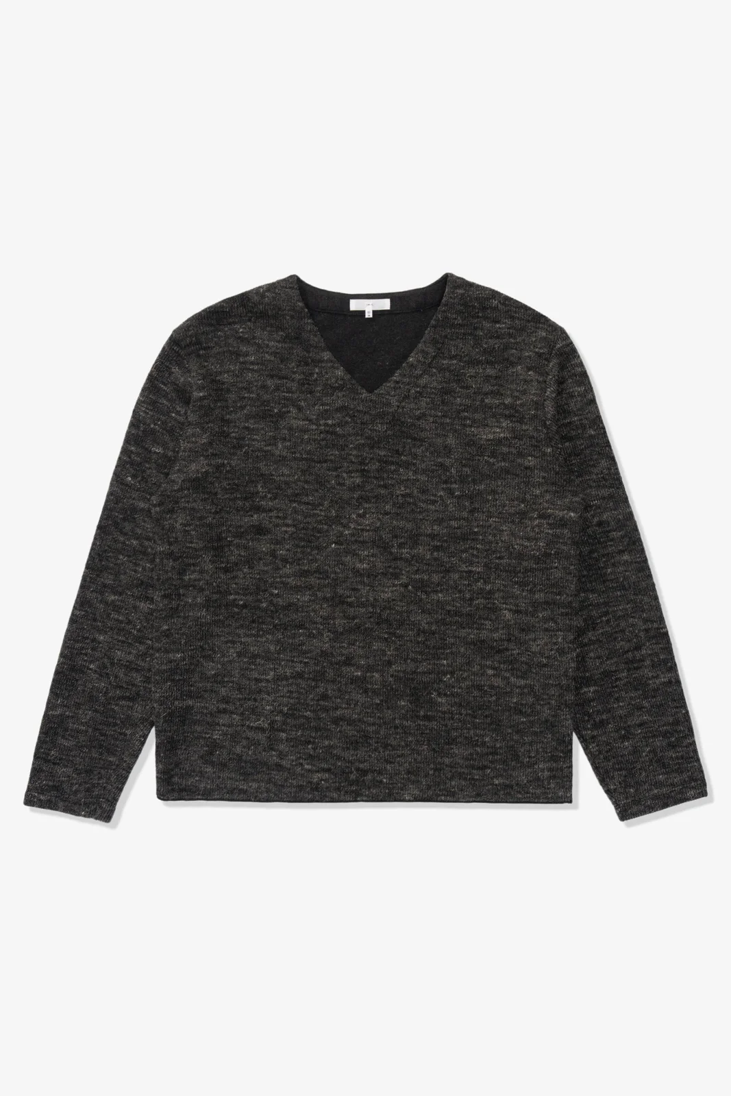 LINEN WOOL V-NECK - BLACK MELANGE by Lady White Co.