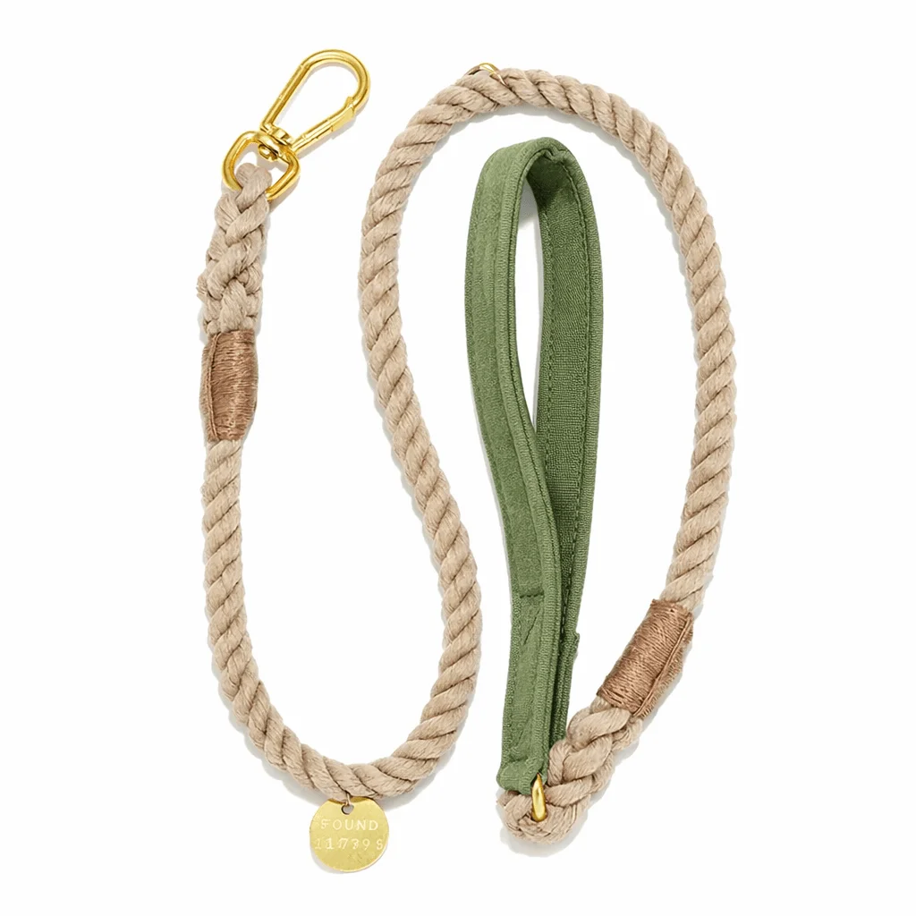 Olive Waxed Cotton Canvas Animal Leash by Found My Animal