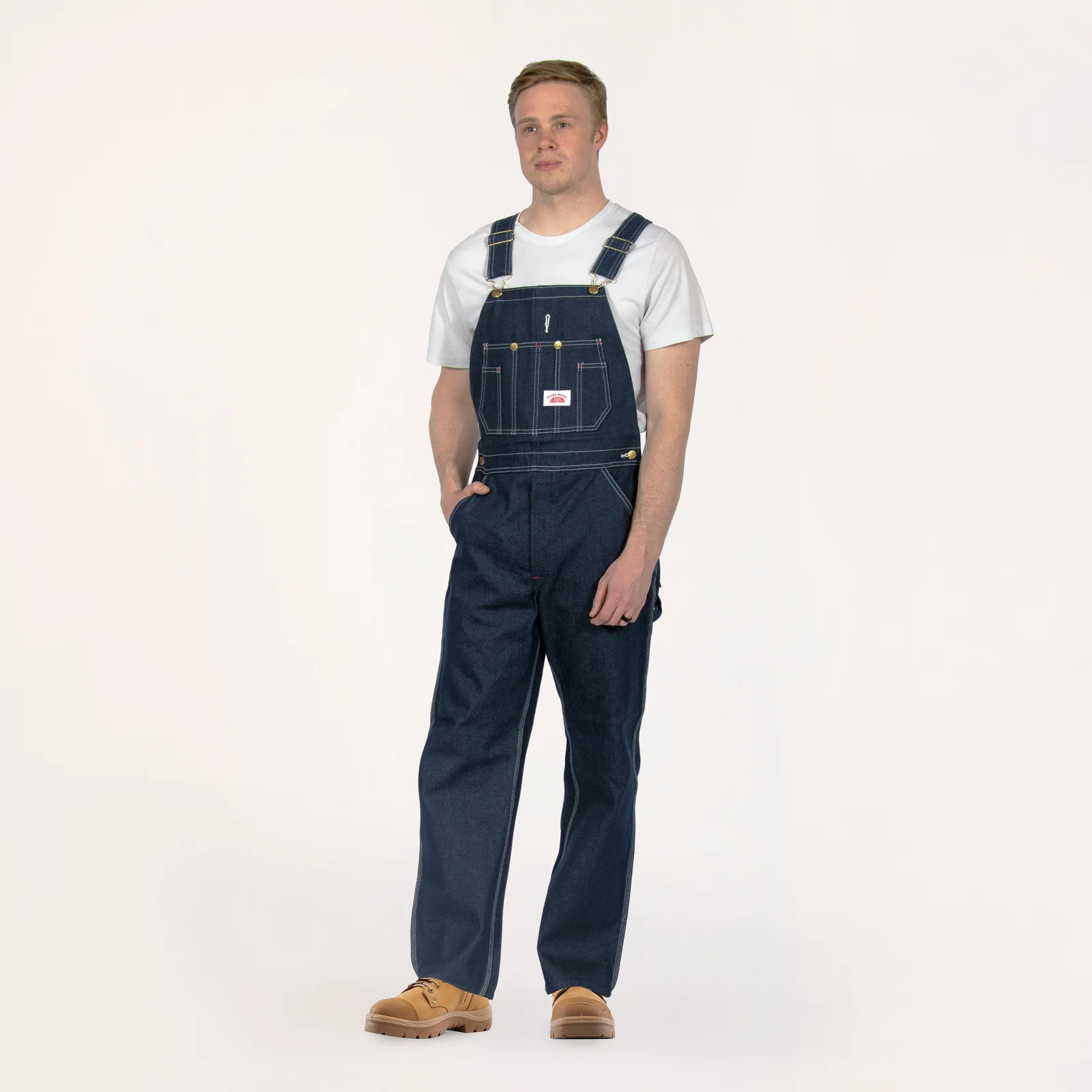 #966/#980 Made in USA Zipper Fly Blue Denim Bib Overalls by Round House