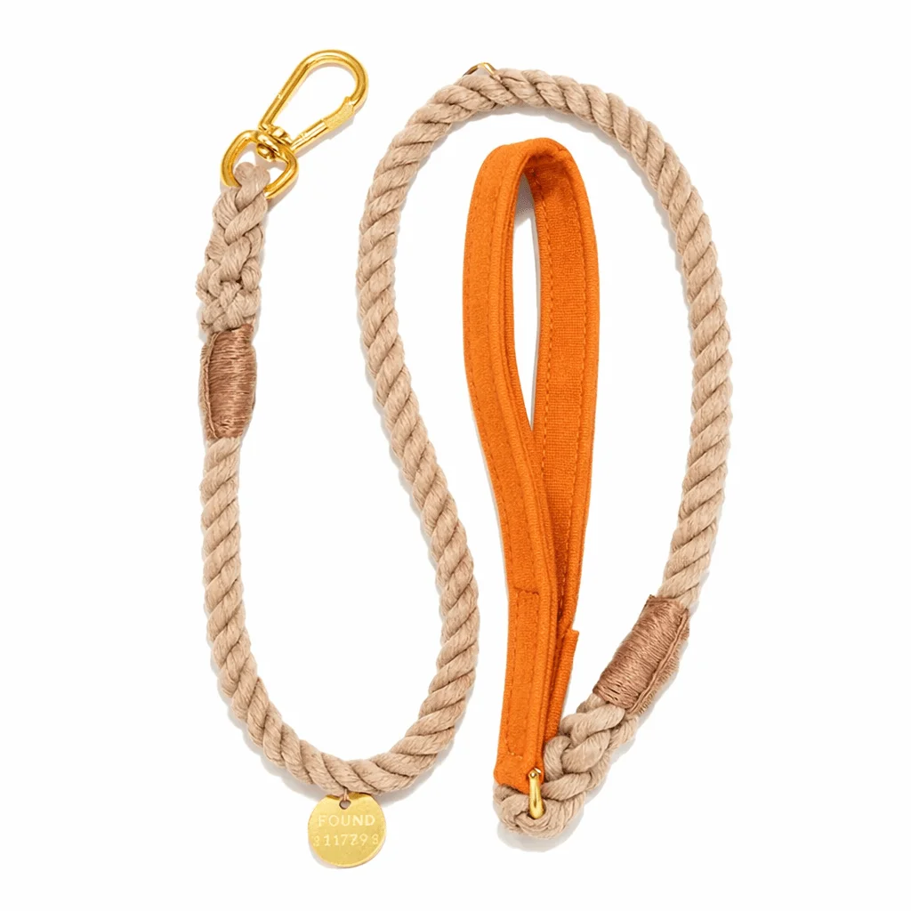 Fire Orange Waxed Cotton Canvas Animal Leash by Found My Animal