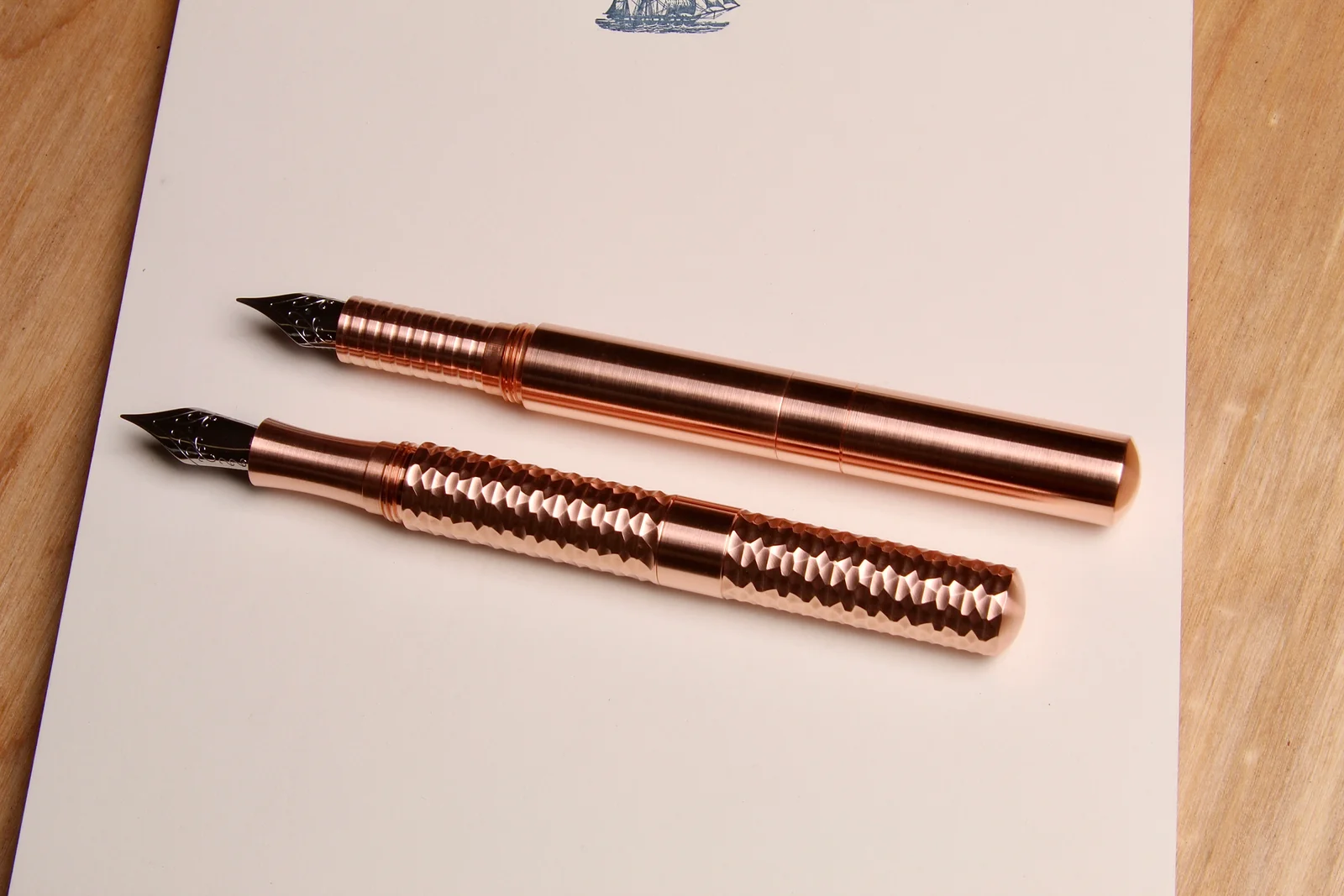 Solid Copper and Faceted Copper  "Pocket Six" Fountain Pen by Schon DSGN