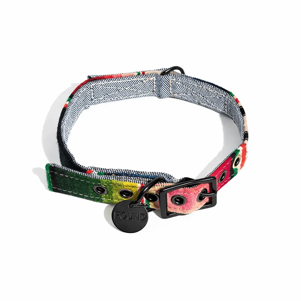 Vintage Waxed Cotton Canvas Cat & Dog Collar – Matte Black Hardware by Found My Animal