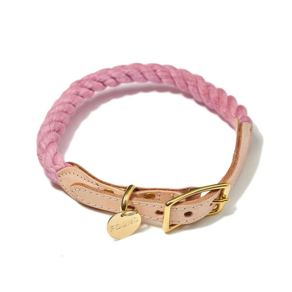 Blush Cotton Rope Cat & Dog Collar by Found My Animal