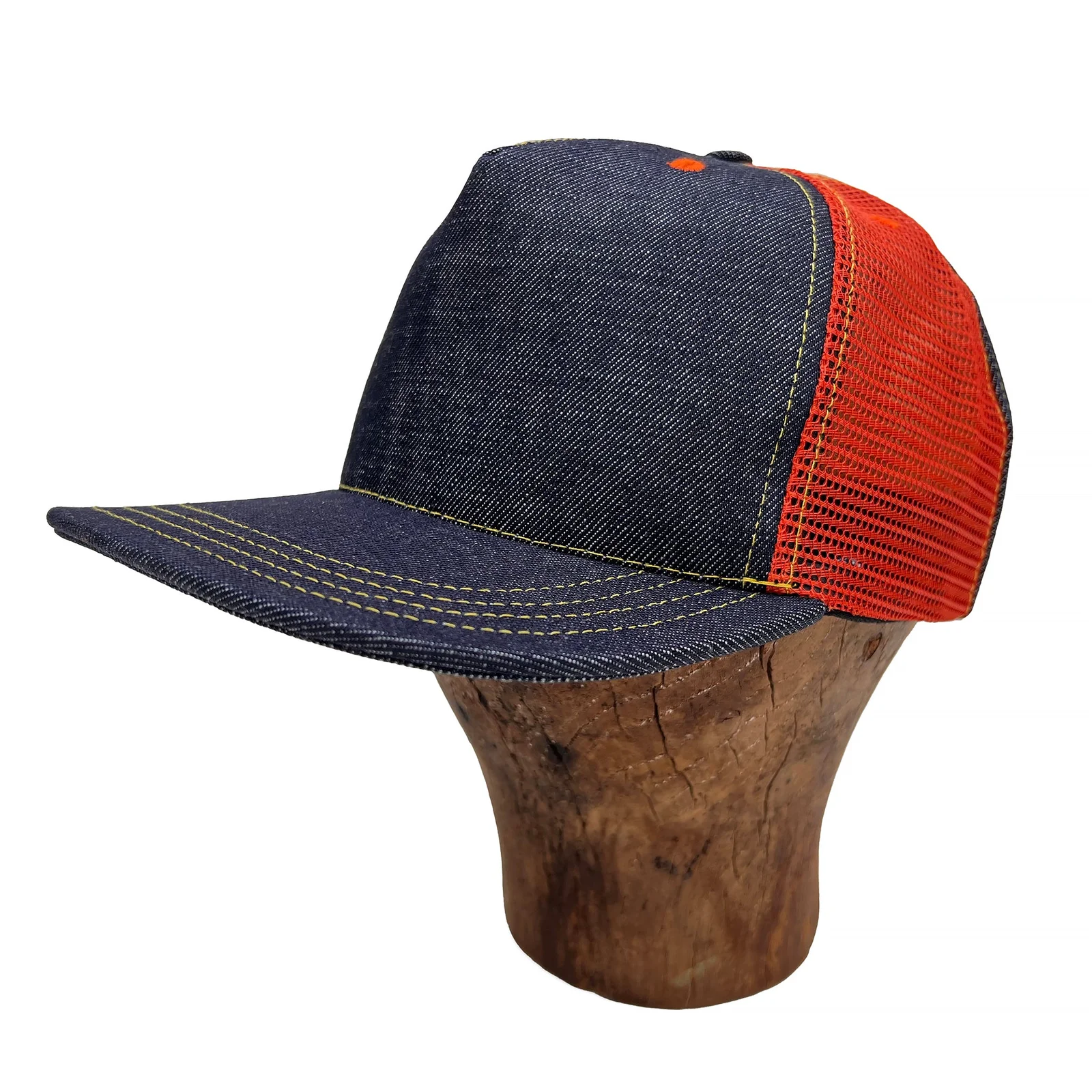 Snapback Cap 5P Type II - NOS Selvedge Denim Orange Mesh by Mister Freedom