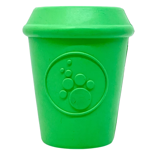 Coffee Cup Rubber Dog Chew Toy for Power Chewers | Treat Dispenser | USA Made by SodaPup