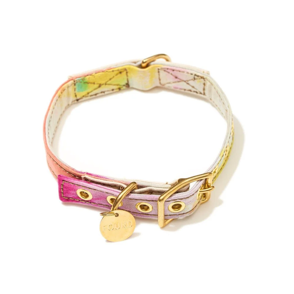 Hand Dyed Multi Colored Cotton Canvas Cat & Dog Collar by Found My Animal