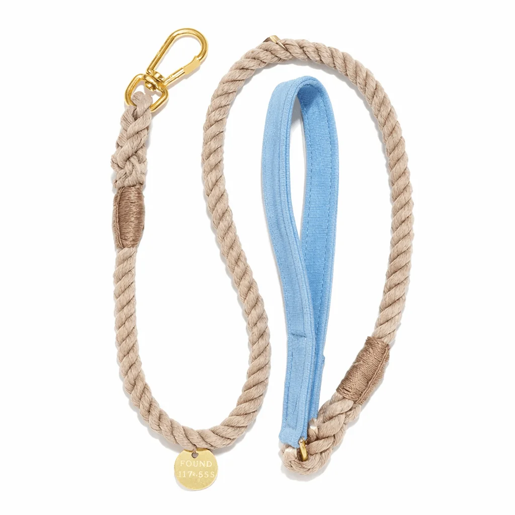 Light Blue Waxed Cotton Canvas Animal Leash by Found My Animal