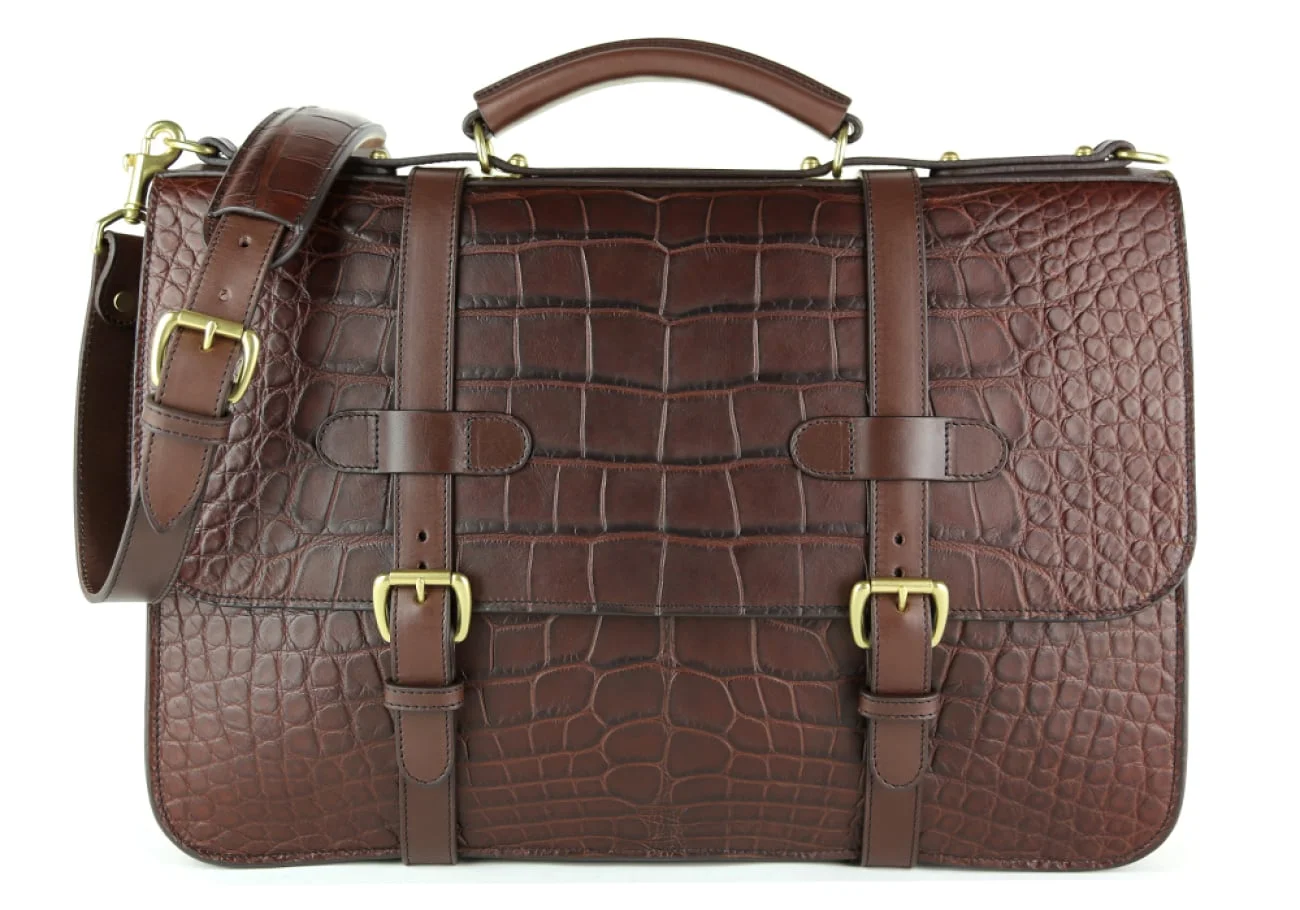 Alligator English Briefcase by Frank Clegg Leatherworks