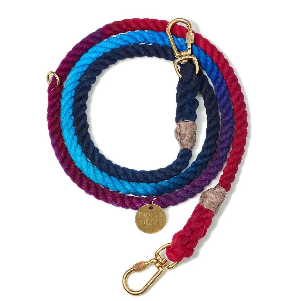 Dark Multi Ombre Cotton Rope Dog Leash by Found My Animal | Adjustable & Handcrafted by Found My Animal