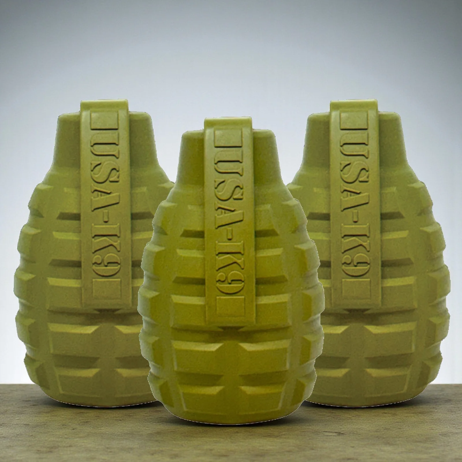 USA-K9 Grenade Shaped eDispenser Durable Rubber Chew Toy & Treat Dispenser 3 PACK BUNDLE by SodaPup