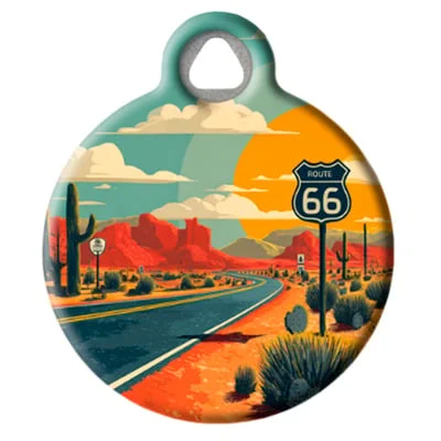 Route 66 Pet ID Tag by Dog Tag Art by Lupine Pet