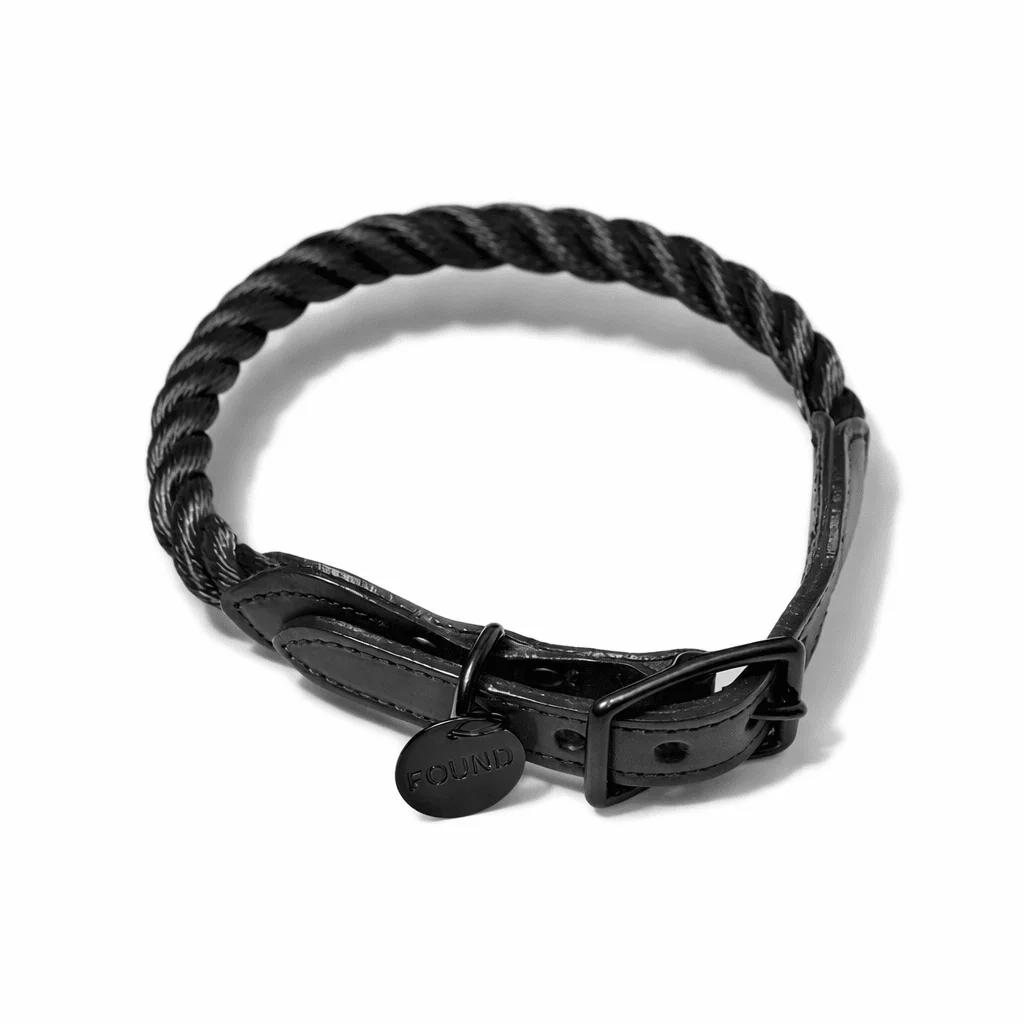 Matte Black Rope Cat & Dog Collar by Found My Animal