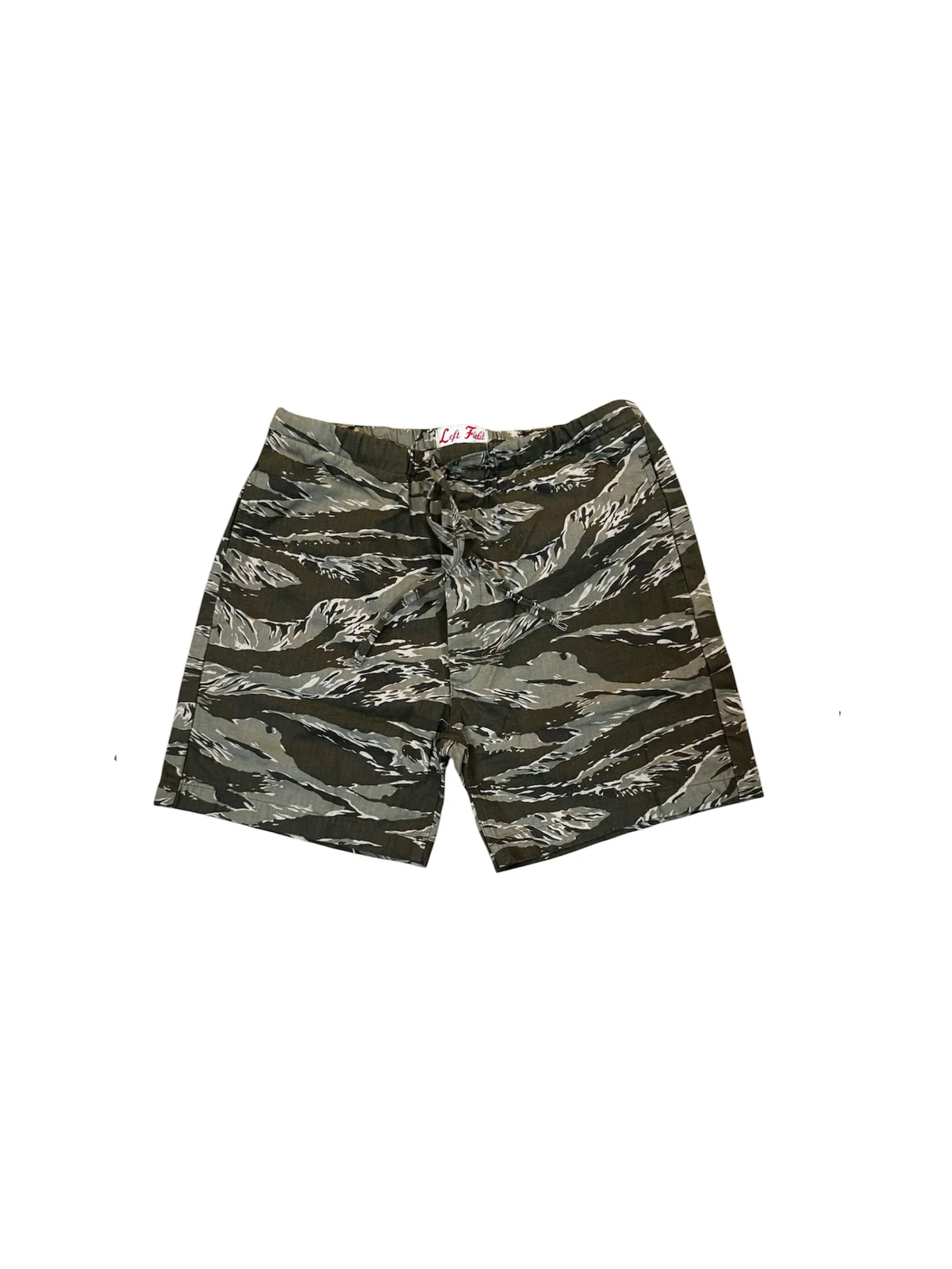Japanese Brown Tiger Stripe/ Leopard print drawstring shorts by Left Field NYC