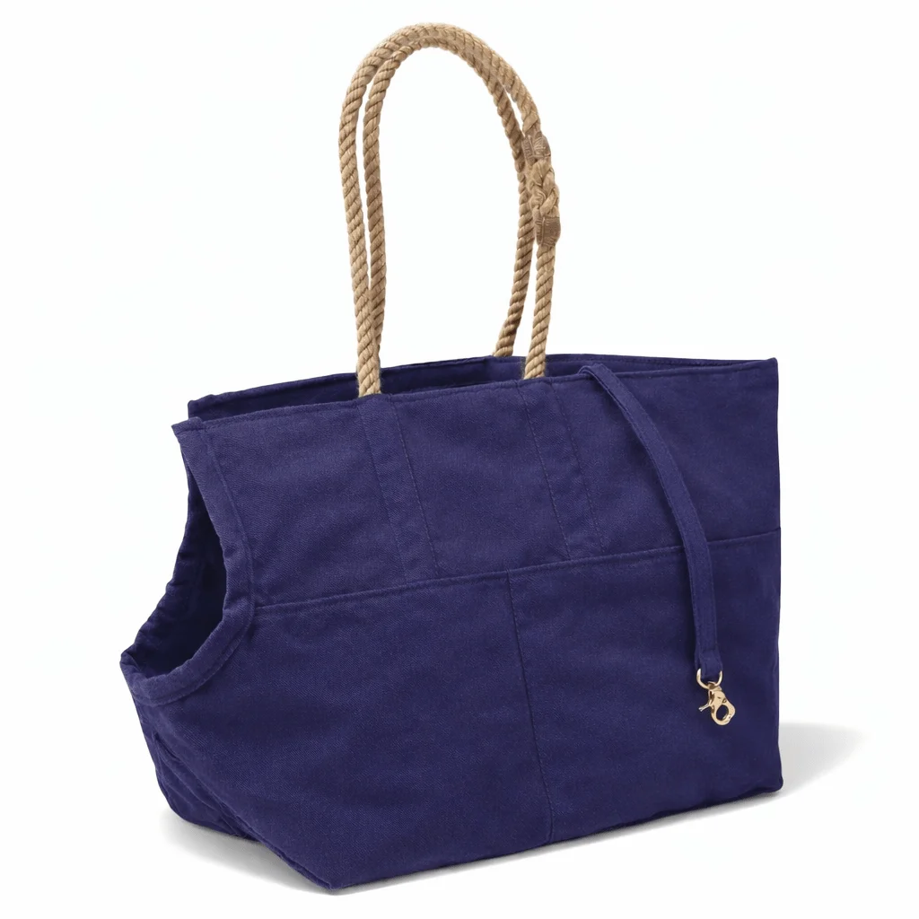 Navy Waxed Cotton Canvas Dog Carrier by Found My Animal