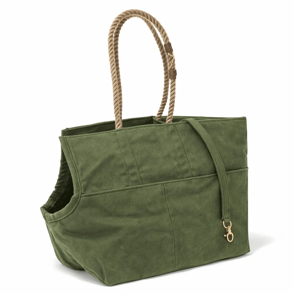 Olive Waxed Cotton Canvas Dog Carrier by Found My Animal