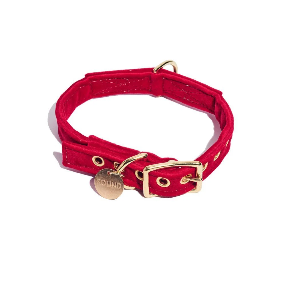 Red Washable Velvet Cat & Dog Collar by Found My Animal