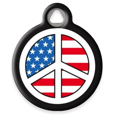 USA Peace Sign Pet ID Tag by Dog Tag Art by Lupine Pet