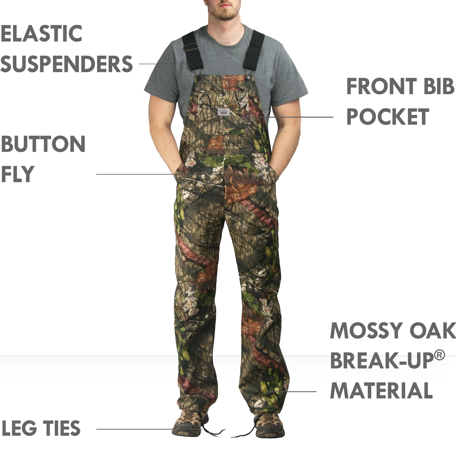 #178 Mossy Oak Break-Up Camo American Made Overalls by Round House