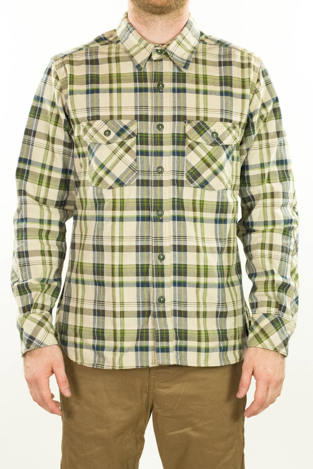 Prairie Heavyweight Tartan Twill Work Shirt with LF Buttons by Left Field NYC