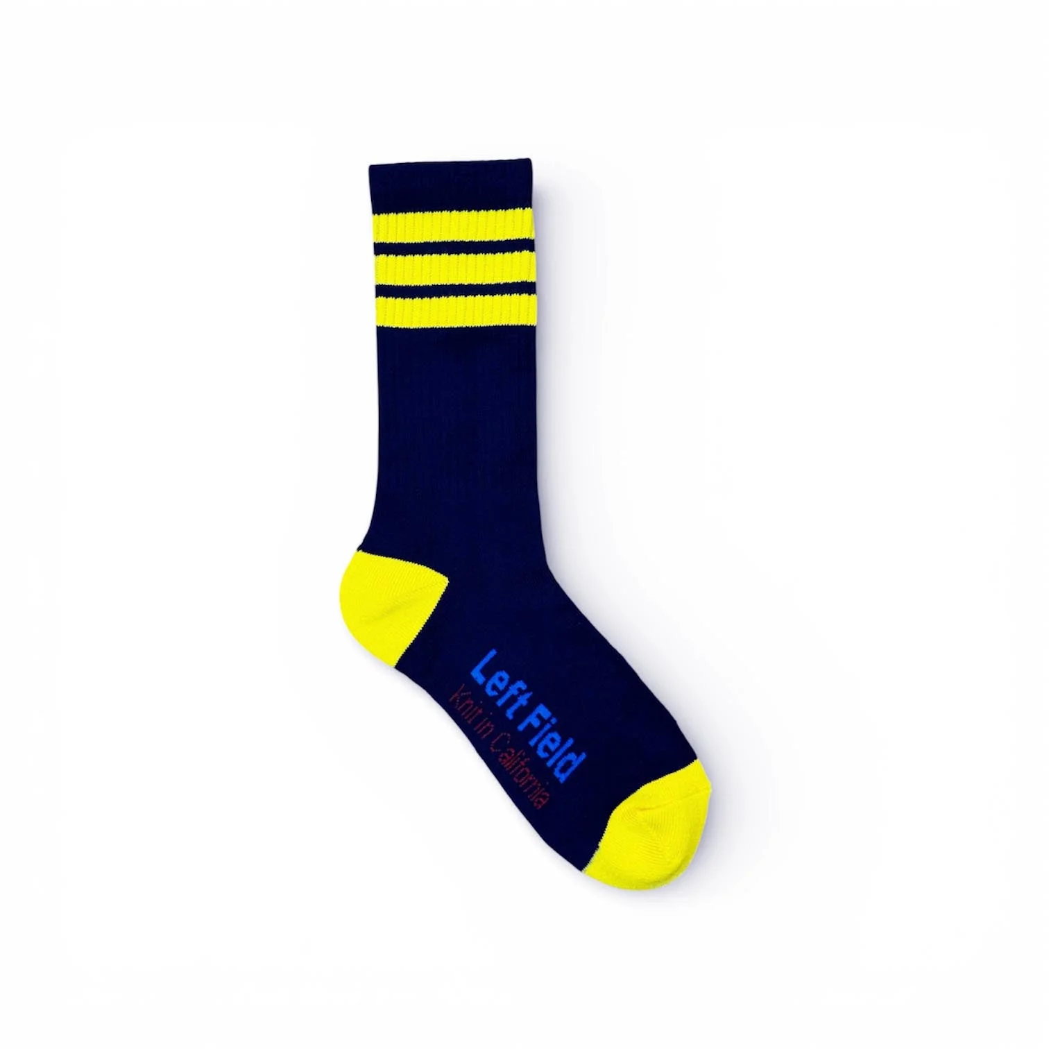 Dark Navy & Yellow Striped Bamboo Tube Socks by Left Field NYC
