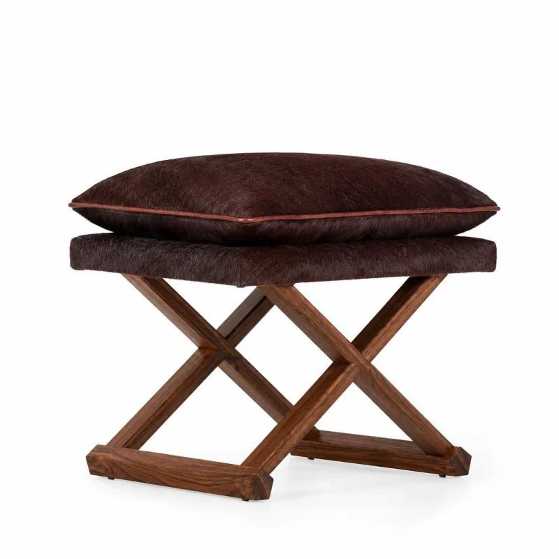 Oakley Pillowtop Bench in Hair-on-Hide by Moore & Giles