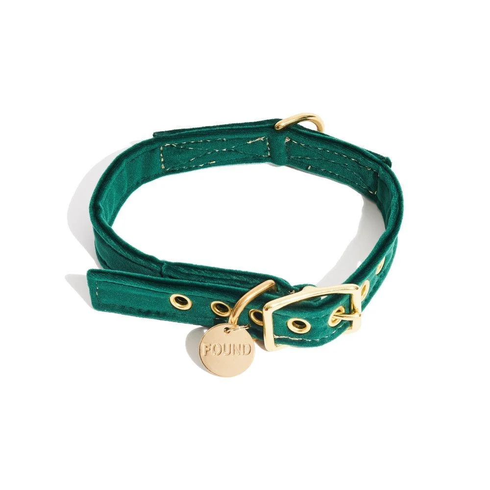 Emerald Washable Velvet Cat & Dog Collar by Found My Animal