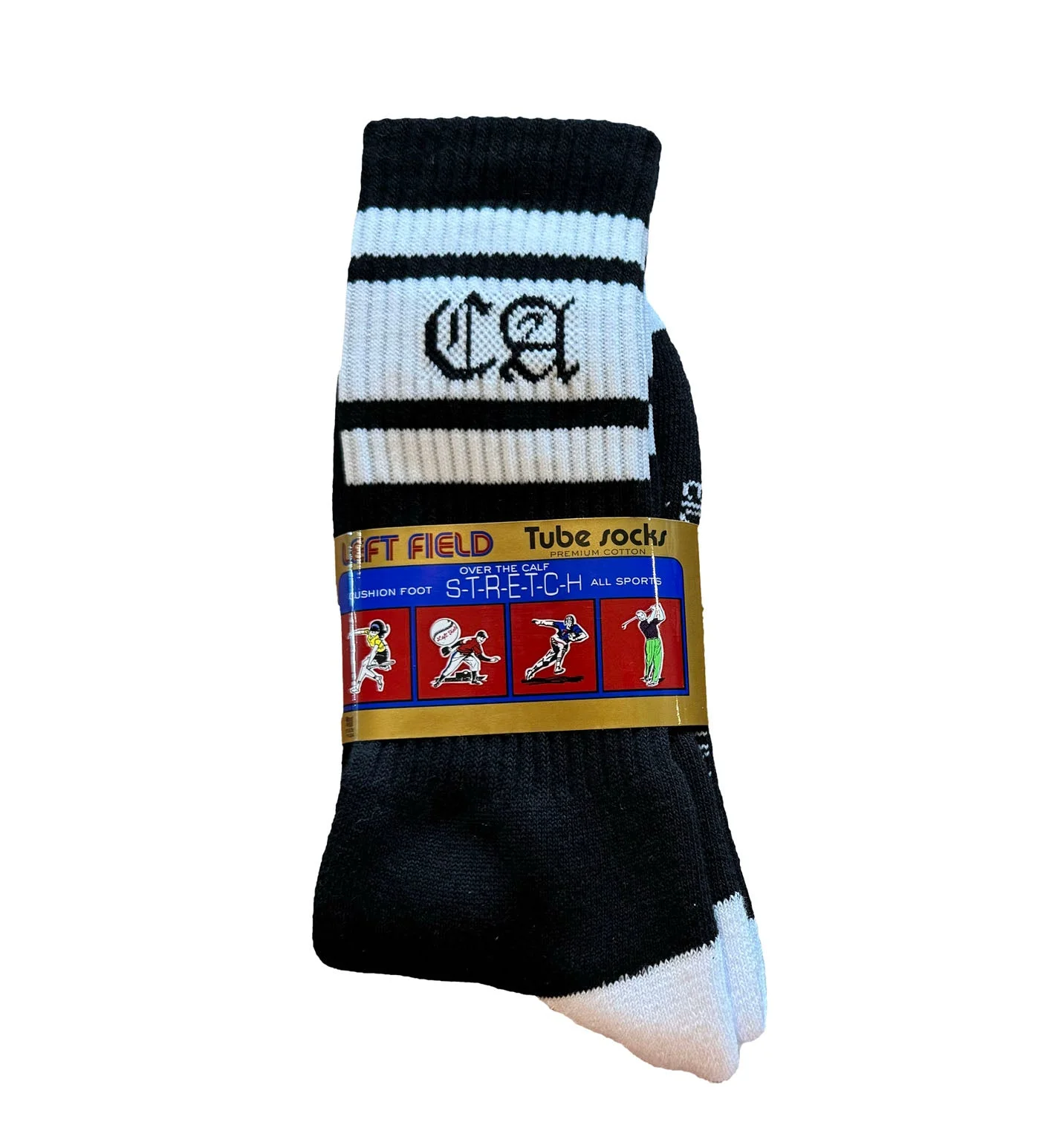 LA/CA Black and White Striped Bamboo Tube Socks by Left Field NYC