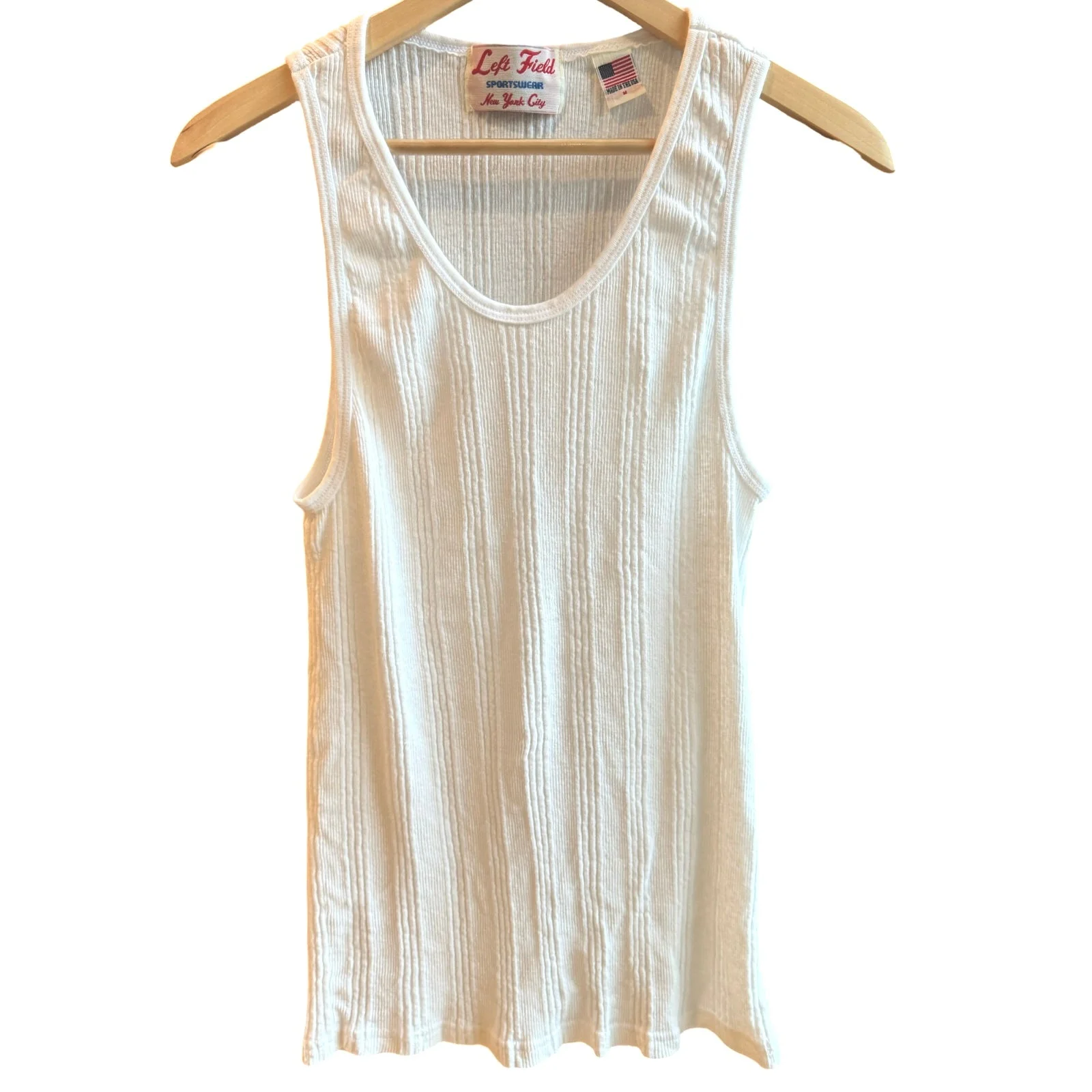 White Wakayama Japanese Drop Needle Tank Top by Left Field NYC