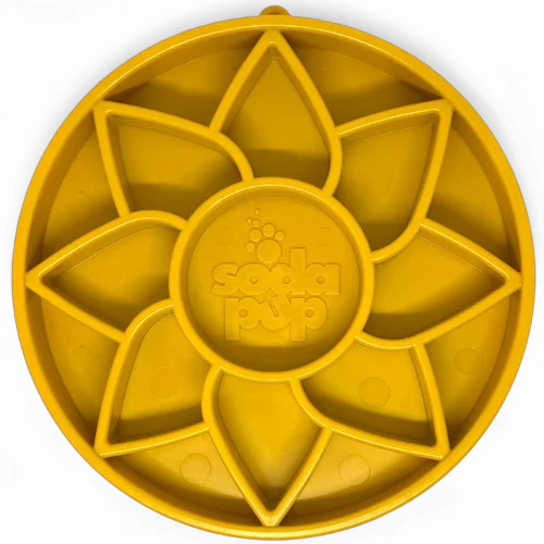 Sunflower eTray Shallow Slow Feeder Dog Bowl for Enrichment | USA Made by SodaPup