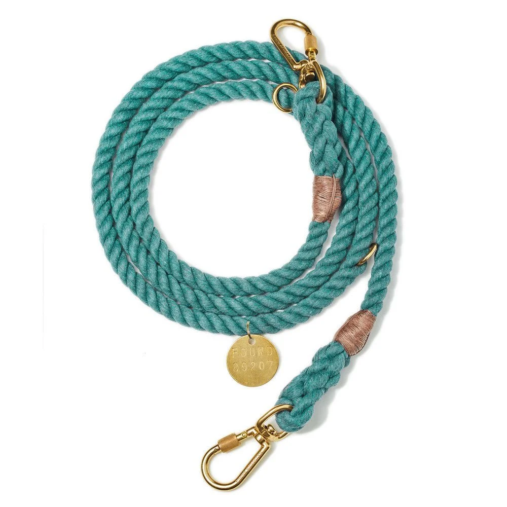 Teal Upcycled Rope Dog Leash, Adjustable - Found My Animal by Found My Animal