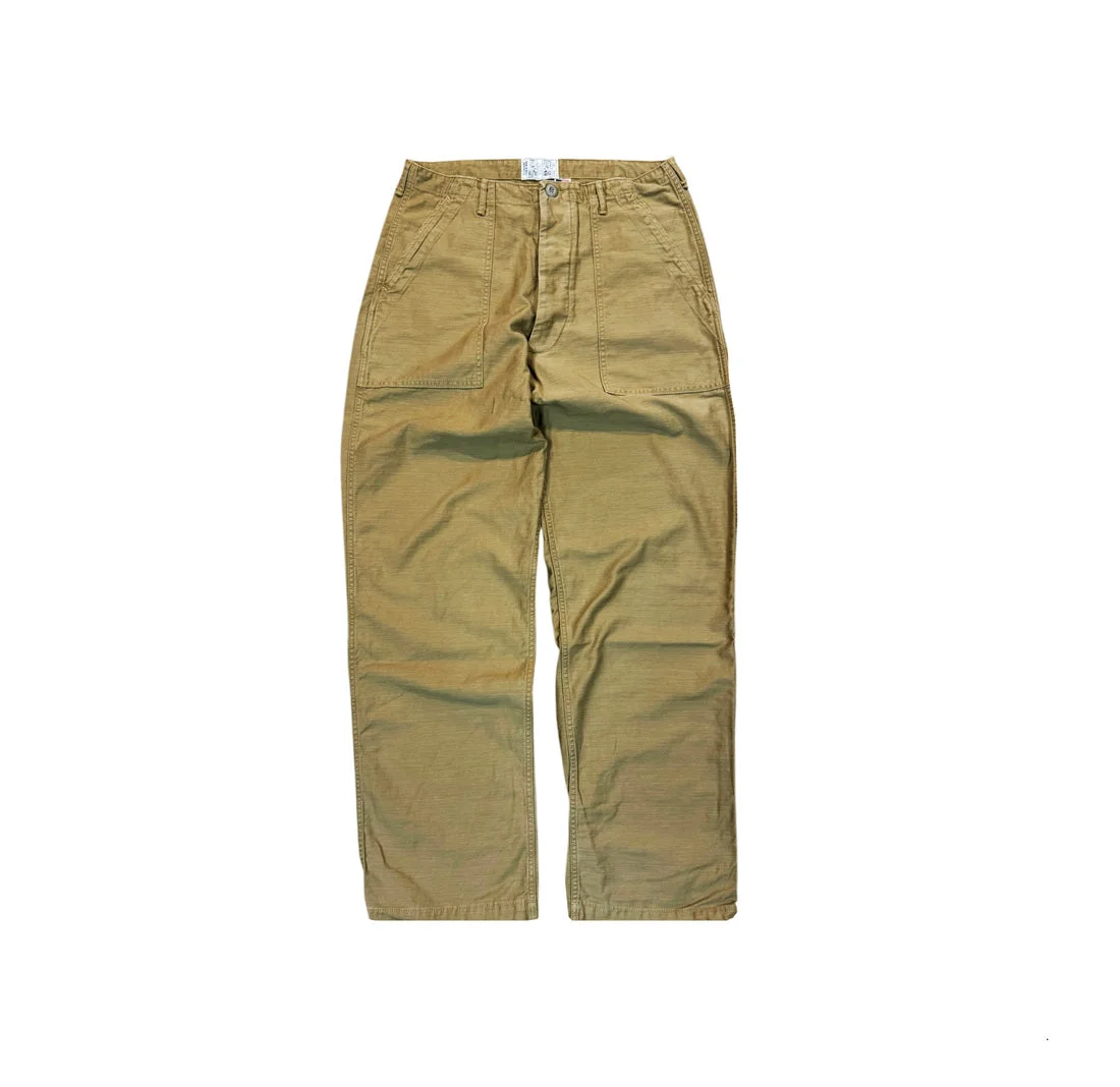 107 60's era GI chinos in 12 oz West Point Khaki Baker Back Cotton Satin by Left Field NYC