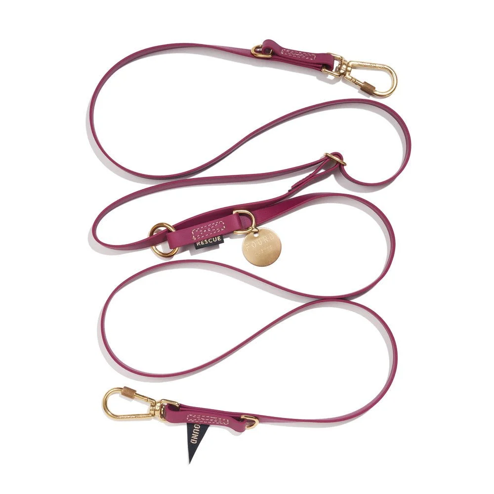 New! Water Resistant Adjustable 7ft Leash, Berry | Found My Animal by Found My Animal
