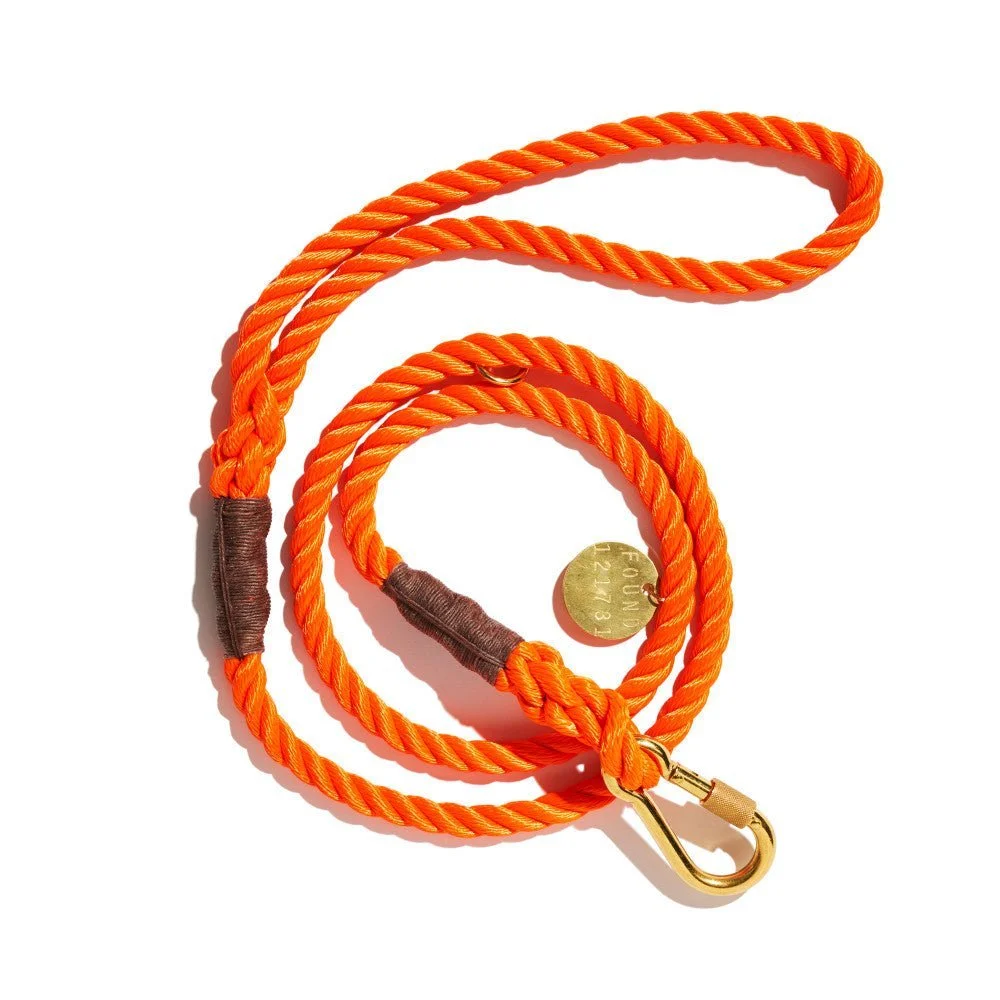 Orange Rope Dog Leash, Standard by Found My Animal