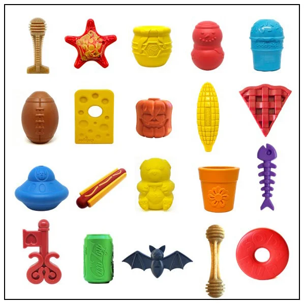 Bulk Rubber & Nylon Dog Chew Toys & Treat Dispensers for Daycares | 20-Pack Cosmetic B-Grade -Made in USA by SodaPup