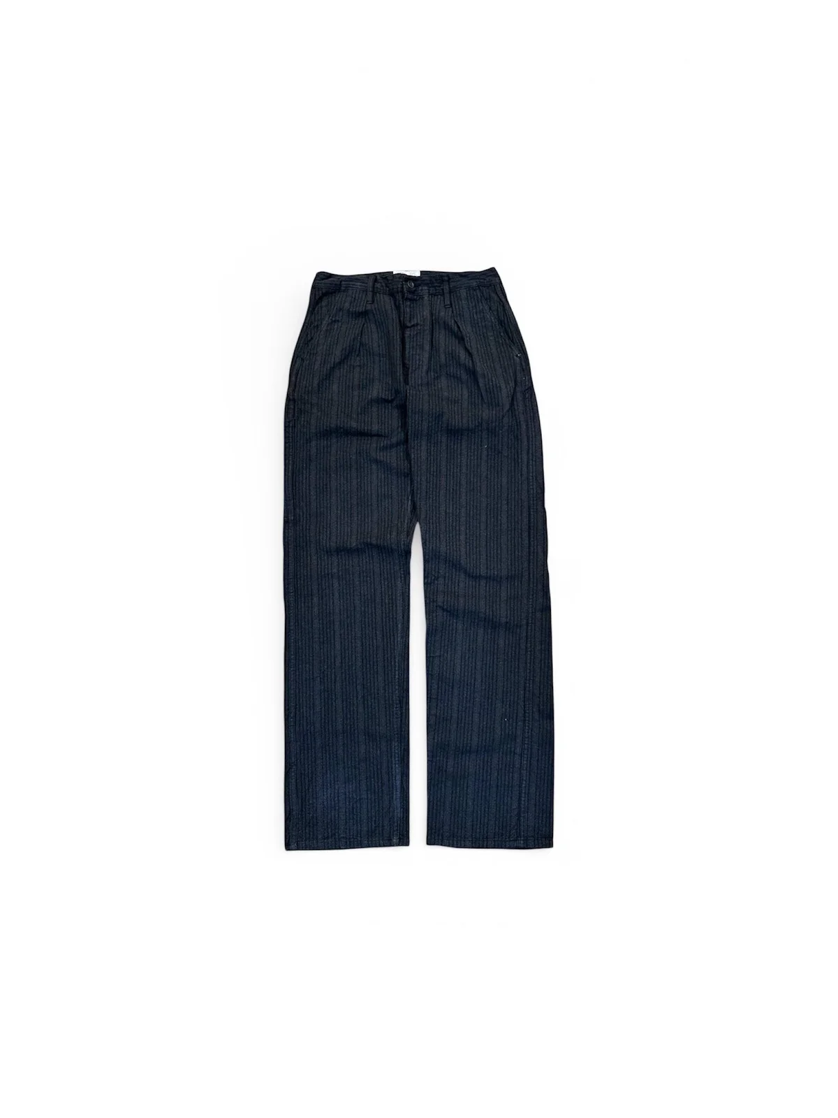 Japanese black and brown stripe twill Wide leg single pleat 40's work trouser by Left Field NYC