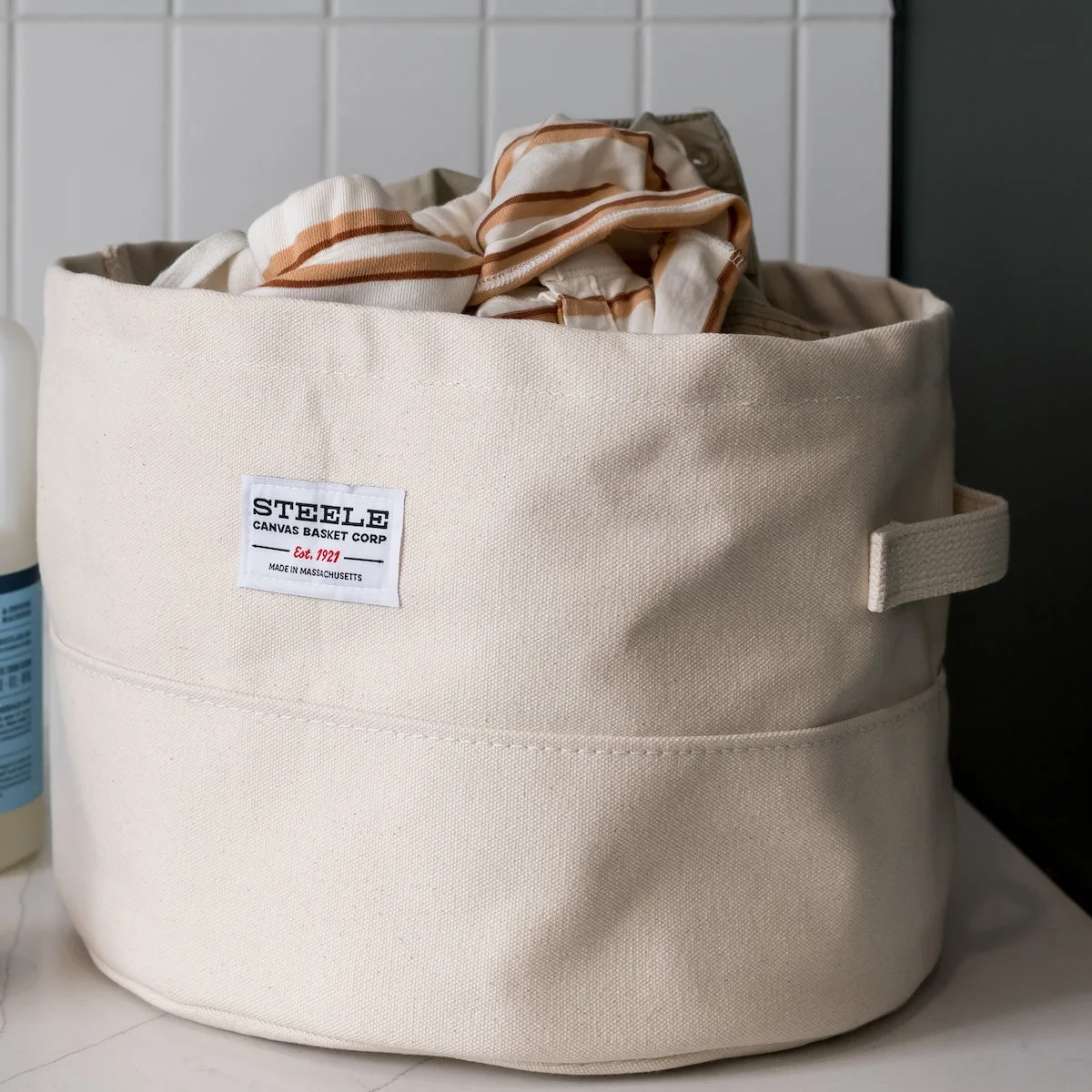 Small Round Canvas Storage Bin by Steele Canvas
