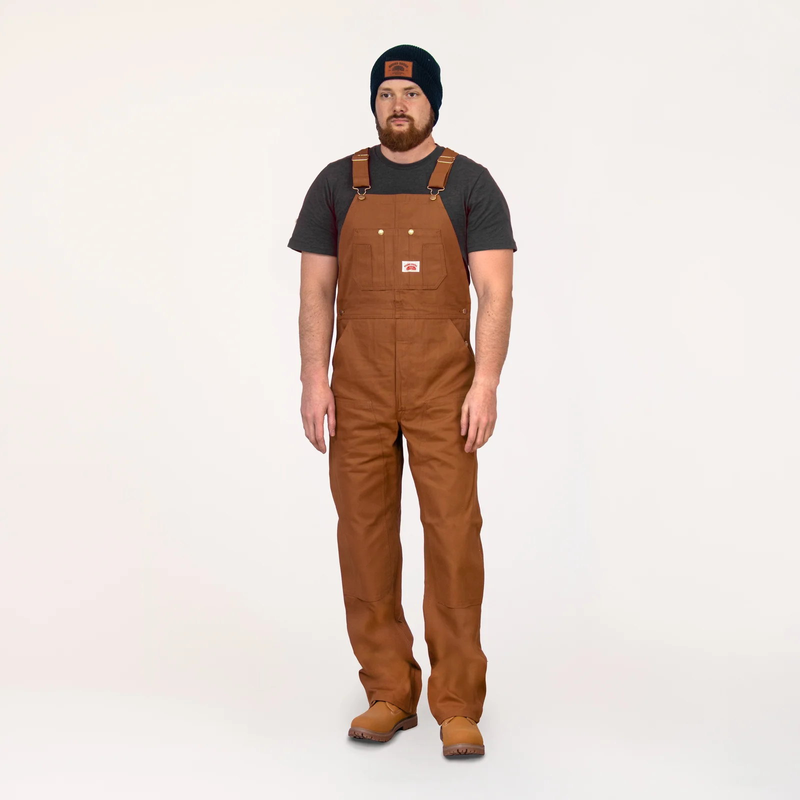 #83 Made in USA Heavy Duty Brown Duck Bib Overalls by Round House