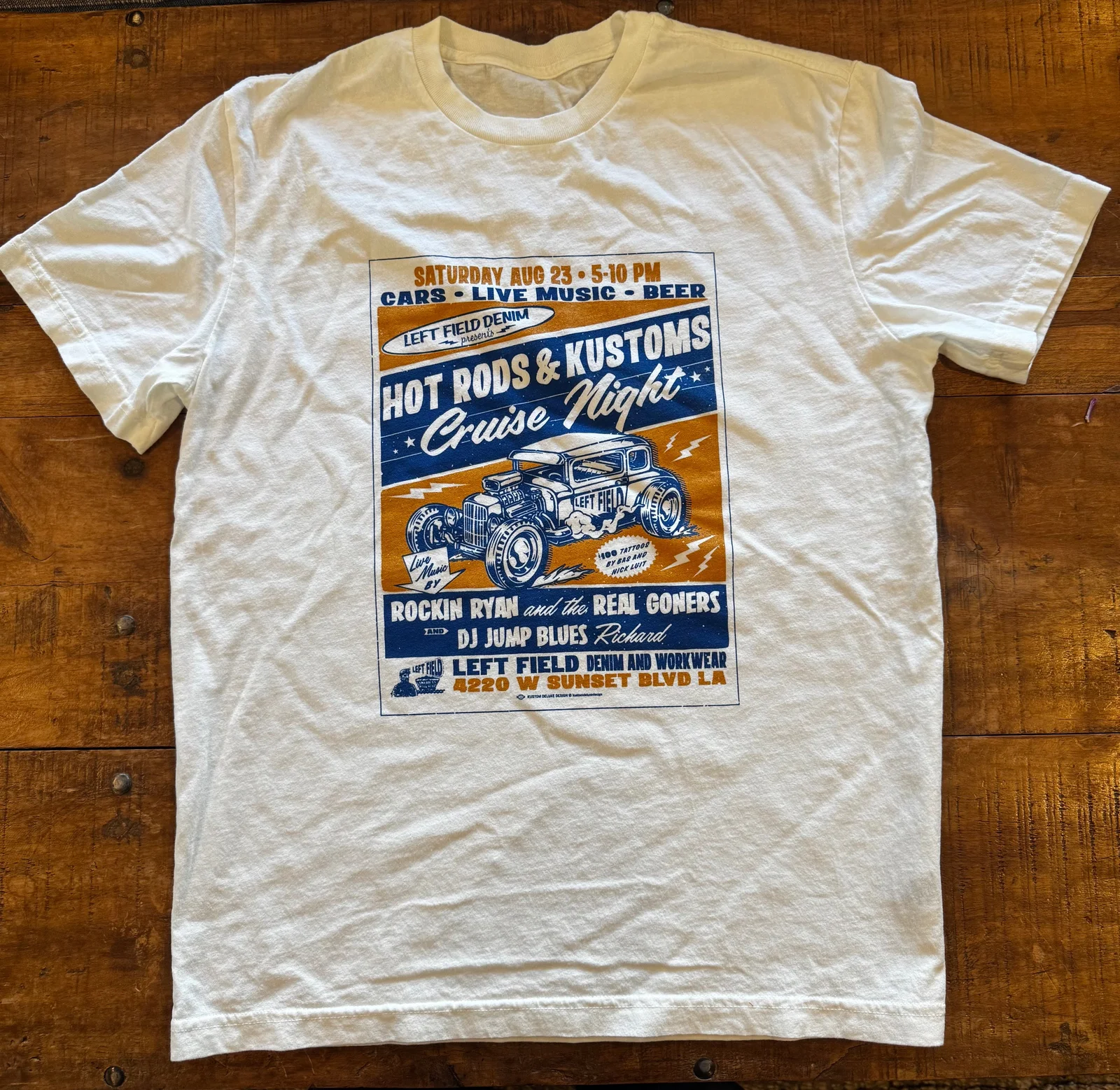 Left Field Hot Rod & Kustoms Cruise Night Tee by Left Field NYC