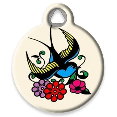 Sparrow Tattoo Pet ID Tag by Dog Tag Art by Lupine Pet