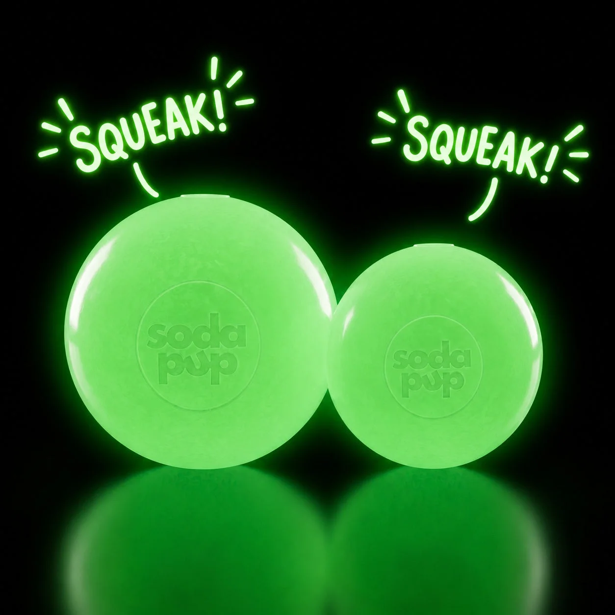 Squeak Ball - Glow in the Dark - Durable Squeaky Dog Toy, Floats, Chew Toy | USA Made by SodaPup