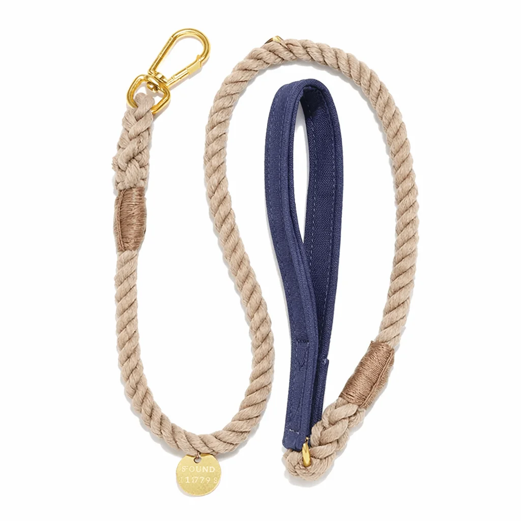 Navy Waxed Cotton Canvas Animal Leash by Found My Animal