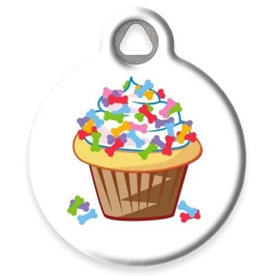 Cupcake with Bones Pet ID Tag by Dog Tag Art by Lupine Pet
